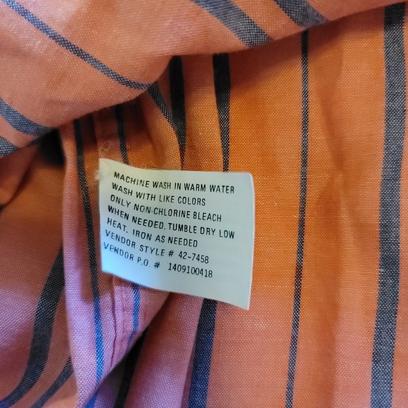 Vintage Eddie Bauer Rufton Stripe Men's Salmon Stripes Short-Sleeve Shirt XXL - Picture 6 of 10